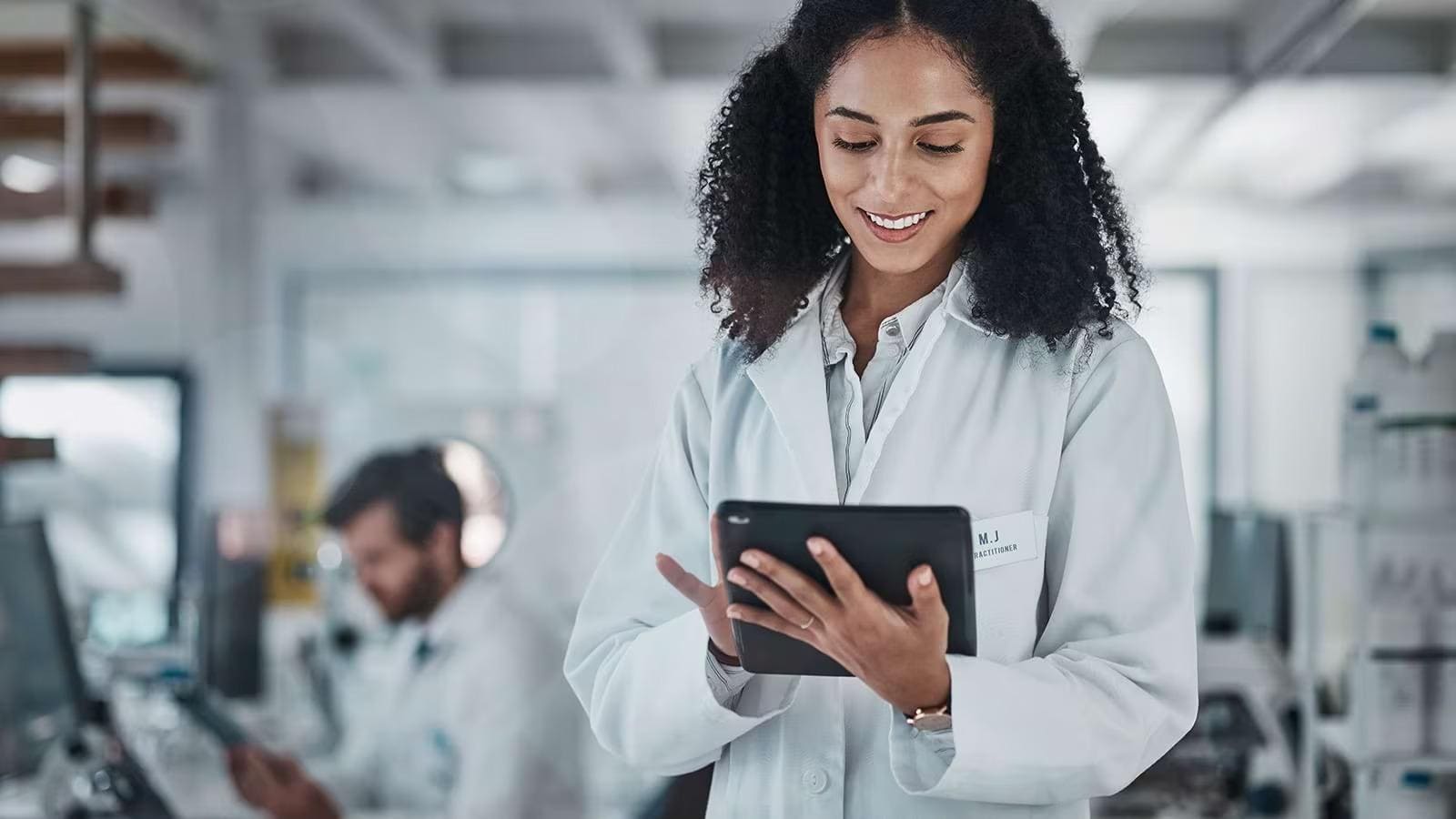 Woman working on a tablet 